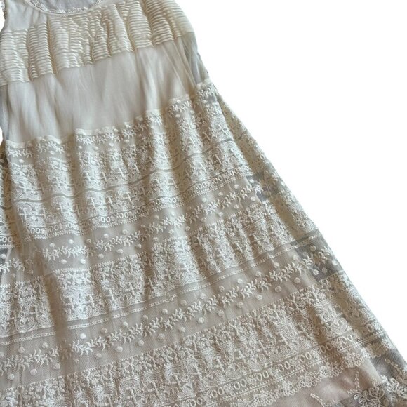 Massmio Dutti Cream Lace Dress Sleeveless Sheath Fit Ivory Stretch Size Medium - Picture 4 of 10
